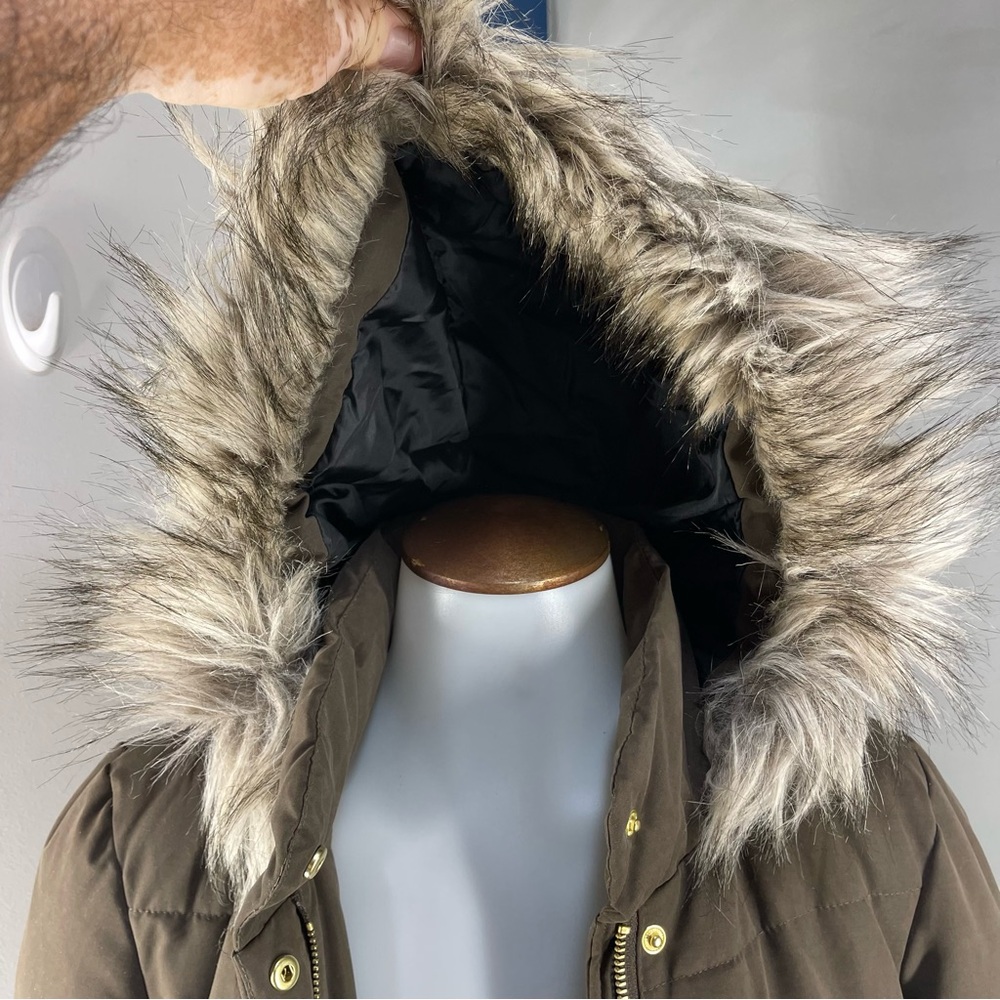 H&M Divided Long Winter Coat with Faux Fur Hood Size 4 - Picture 5 of 14